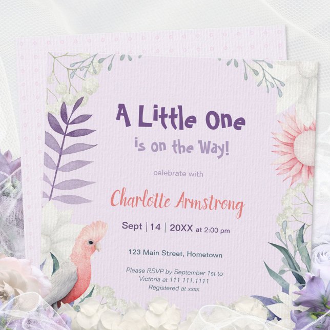 Convites Chá de Bebê Neutro com Tema de Lavanda Caprichosa (Enchanted Lavender Garden Gender-Neutral Baby Show Invitation ©Susanne Sachers - Sunny Mind 🌞)