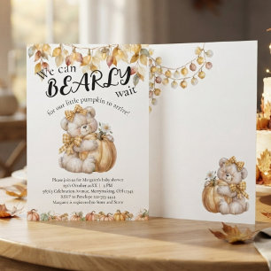 Convites Chá de Bebê Neutro em Aquarela Urso Mal Pode Esper