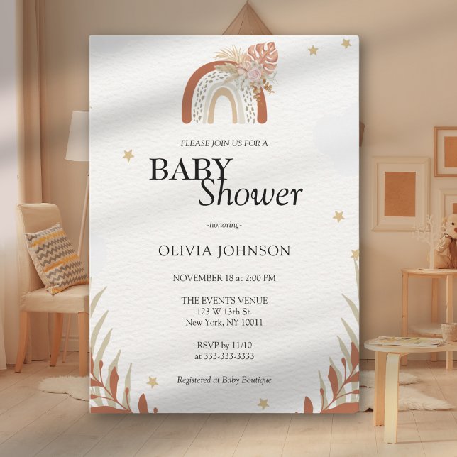 Convites Chá de Bebê Neutro em Floral Selvagem Boho Chic (Criador carregado)