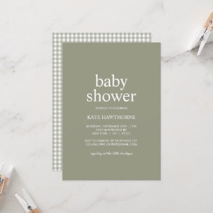 Convites Chá de Bebê Neutro em Verde Sage Minimalista