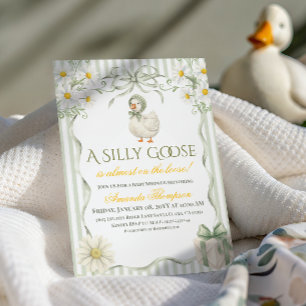 Convites Chá de Bebê Neutro em Verde Sage Silly Goose