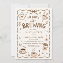 Chá de Bebê Neutro 'O Bebê Está Preparando Café'