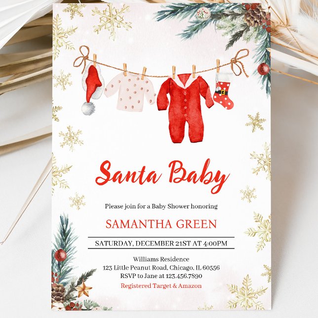 Convites Chá de Bebê Neutro Santa Baby (Criador carregado)