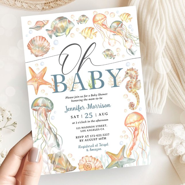 Convites Chá de Bebê Neutro Sob o Mar Oceano (Criador carregado)