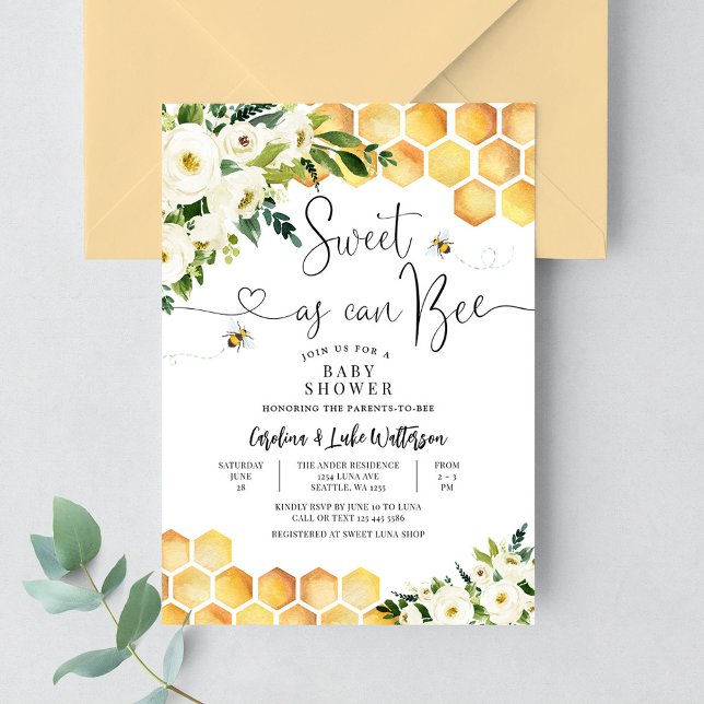 Convites Chá de Bebê Neutro Sweet As Can Bee (Criador carregado)