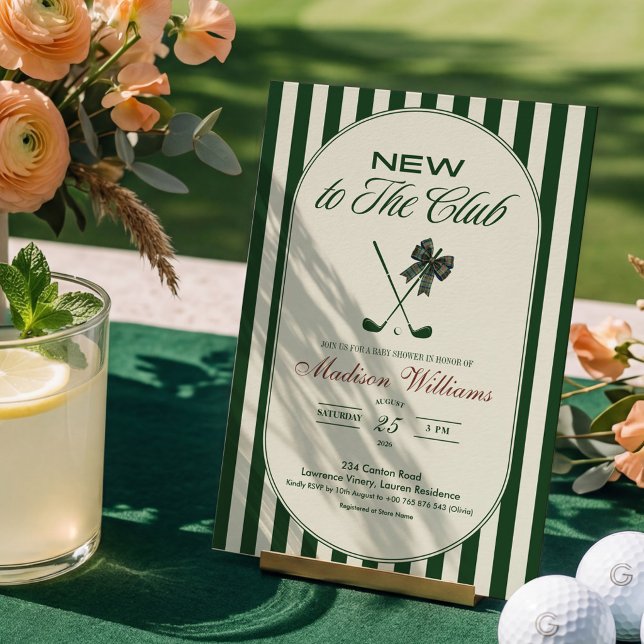 Convites Chá de bebê "NOVATO NO CLUBE" DE GOLFE (Criador carregado)