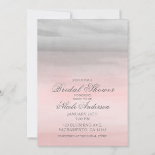 Convites Chá de Bebê Nupcial com Aquarela Moderna Rosa Enru