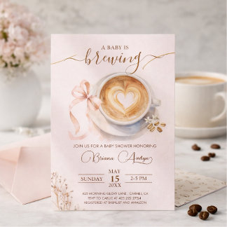 Convites Chá de Bebê 'O Bebê Está Preparando Café'