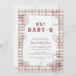 Convites Chá de Bebê Oh Baby Q Xadrez BBQ
