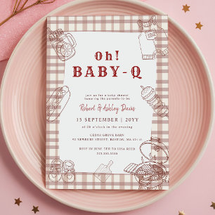 Convites Chá de Bebê Oh Baby Q Xadrez BBQ