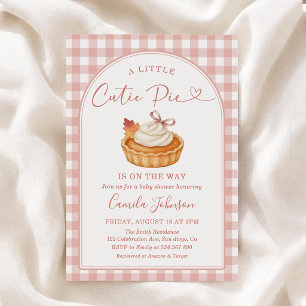 Convites Chá de Bebê Outono Xadrez Rosa Cutie Pie