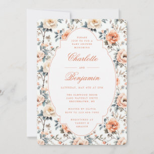 Convites Chá de Bebê para Casais com Flores Elegantes