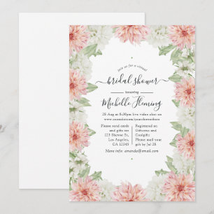 Convites Chá de Bebê Pastel Rosa Blush Dahlia