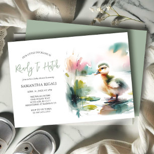 Convites Chá de Bebê Pato em Aquarela Neutro em Gênero Ador