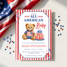 Chá de Bebê Patriótico Americano Urso de Pelúcia J