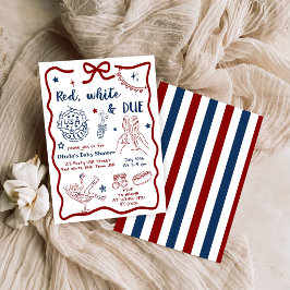 Convites Chá de Bebê Patriótico Vermelho Branco & Devido