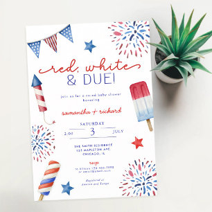 Convites Chá de Bebê Patriótico Vermelho Branco e Azul 4 de