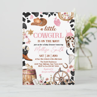 Convites Chá de Bebê Pequena Cowgirl