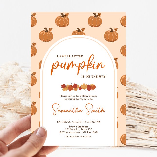 Convites Chá de Bebê Pequeno Abóbora Outono (Little Pumpkin Baby Shower Invitation)