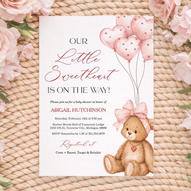 Convites Chá de Bebê Pequeno Amorzinho de São Valentim (Little Sweetheart Valentine Baby Shower Invitation)