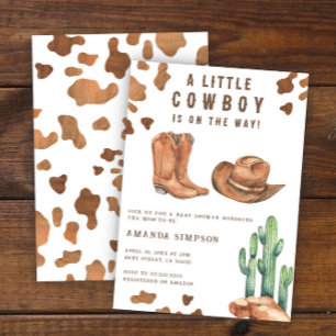 Convites Chá de Bebê Pequeno Cowboy Western Rodeio