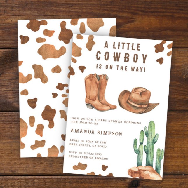 Convites Chá de Bebê Pequeno Cowboy Western Rodeio  (Criador carregado)