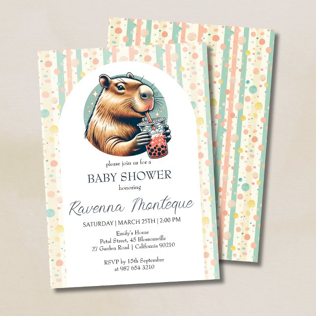 Convites Chá de Bebê Personalizado com Capivara Listrada Di (Criador carregado)