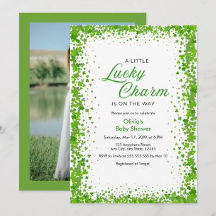 Convites Chá de Bebê Photo Shamrock Um Pequeno Amuleto da S