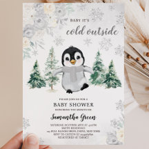 Chá de Bebê Pinguim Prata Neutro em Gênero