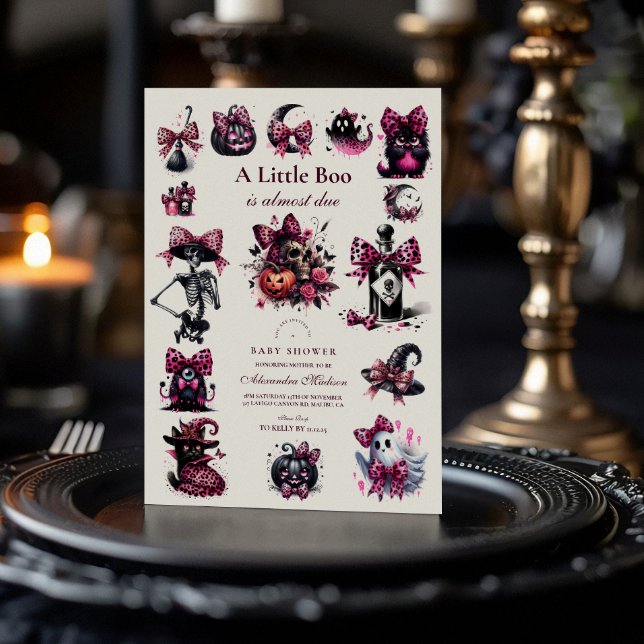 Convites Chá de Bebê Pink Gothic de Halloween (Criador carregado)