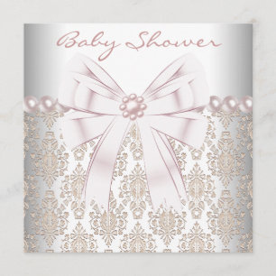 Convites Chá de Bebê Pink Pearl Damask