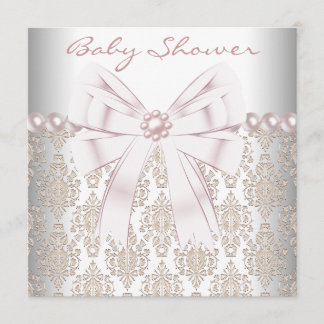 Convites Chá de Bebê Pink Pearl Damask