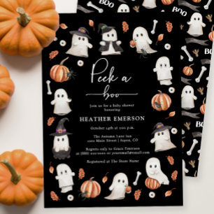 Convites Chá de Bebê Preto de Halloween