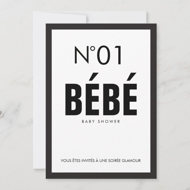 Convites Chá de Bebê Preto e Branco Paris Tema Francês (Verso)