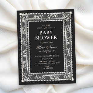 Convites Chá de bebê preto elegante