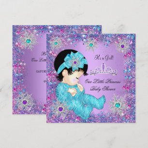 Convites Chá de Bebê Princesa Azul Teal Roxo Rosa Brunett