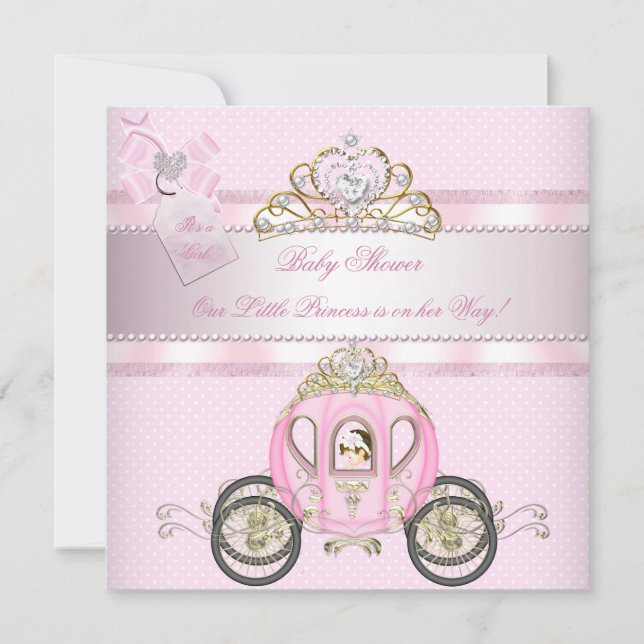 Convites Chá de Bebê Princesa Bebê Carruagem Fofa Menina (Frente)