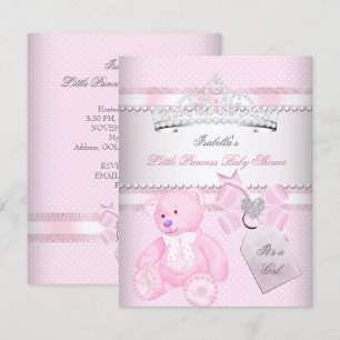 Convites Chá de Bebê Princesa Bebê Fofo Coroa Urso