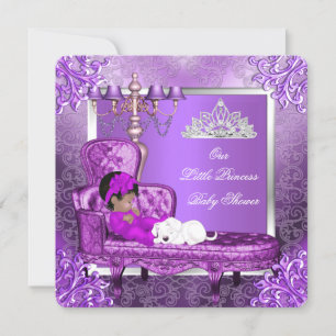 Convites Chá de Bebê Princesa Bebê Menina Fofo Roxo