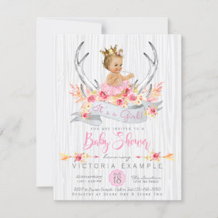 Convites Chá de Bebê Princesa Boho Tribal de Galhada