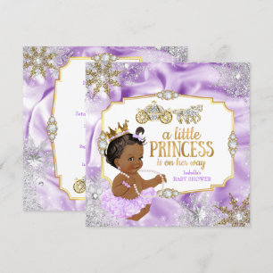 Convites Chá de Bebê Princesa Carruagem Roxo Étnico