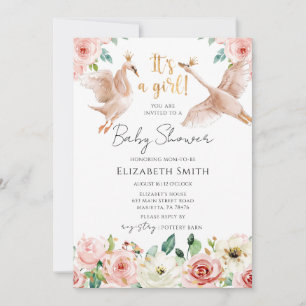 Convites Chá de Bebê Princesa Cisne Floral
