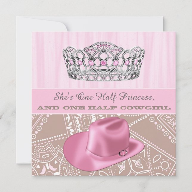 Convites Chá de Bebê Princesa Cowgirl (Frente)