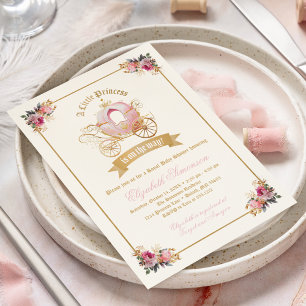 Convites Chá de Bebê Princesa da Carruagem Rosa Conto de Fa