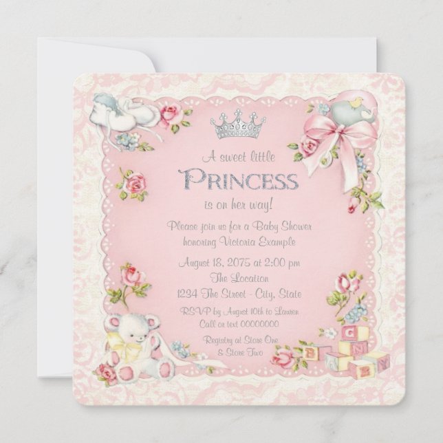 Convites Chá de Bebê Princesa Era Uma Vez (Frente)