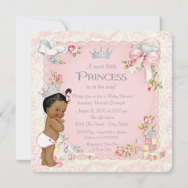Convites Chá de Bebê Princesa Étnica Era Uma Vez (Frente)
