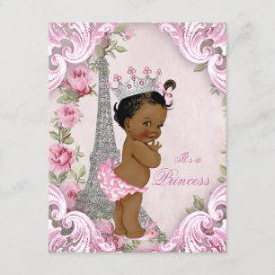 Convites Chá de Bebê Princesa Étnica Floral Vintage Paris