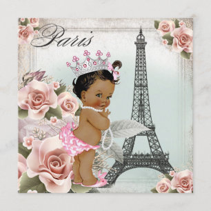 Convites Chá de Bebê Princesa Étnica Vintage Paris
