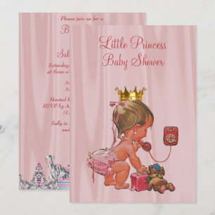 Convites Chá de Bebê Princesa Fofa Rosa