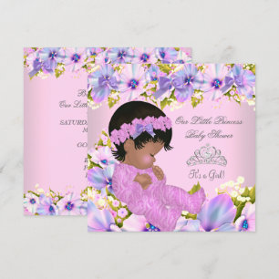 Convites Chá de Bebê Princesa Menina floral Rosa Roxo